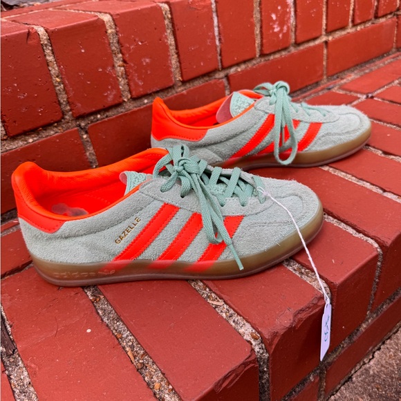 Adidas Gazelle Mint and Bright Orange Sneakers - Picture 2 of 5